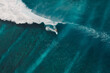 Leinwandbild Motiv Aerial view with surfing on wave. Perfect waves with surfers in ocean