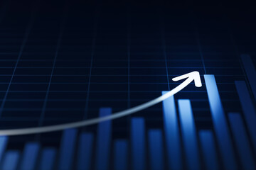 Wall Mural - business chart graph data arrow diagram on information finance report background of growth strategy 
