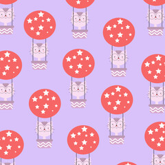 Poster - Seamless pattern with cute cartoon animals perfect for kids clothes design and decoration