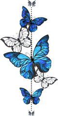 Wall Mural - Blue Morpho and White Butterflies without shadow