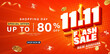 © THE YOOTH - 11.11 3D Flash sale banner template design for web or social media.