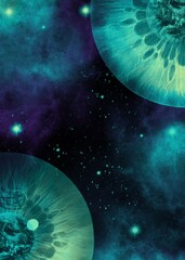 Wall Mural - abstract with space.beautiful bright space objects.planets and comets.abstract background,wallpaper,