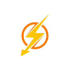 Sticker - Lightning flash logo. Thunder Lightning icon isolated on white background