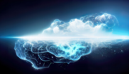 Wall Mural - digital virtual ice berg floating in water as abstract technology wallpaper