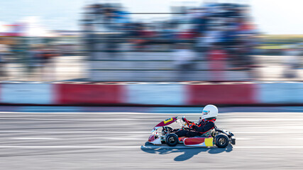 karting championship race, front view