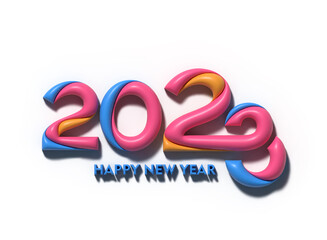 Wall Mural - 2023 Happy New Year 3D Text Typography Design Element.