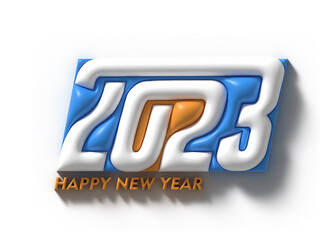 Wall Mural - 2023 Happy New Year 3D Text Typography Design Element.