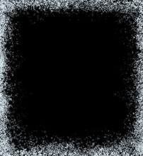 A Frame Of A Frosty Pattern  On A Black Background. A Frame With An Abstract Ice Structure Allows You To Apply Or Add A Frost Effect. Frost On The Glass, Freezing Effect