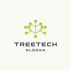 Wall Mural - Tree tech logo icon design template vector illustration