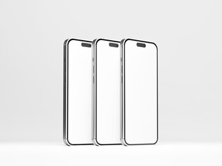 Wall Mural - iPhone 14 pro max Smartphone mockup. Smartphone 3d model. Phones on the front side. 3D rendered Illustration.