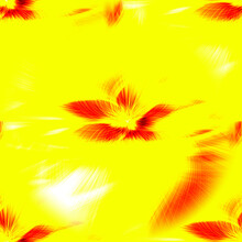 Bright Seamless Abstraction With Rich Red And Yellow Colors. The Image Of A Red Flower On A Yellow Background.