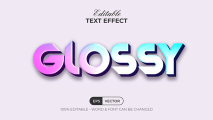 Poster - Glossy text effect 3d style. Editable text effect.