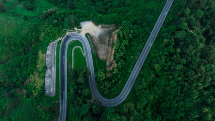 Wall Mural - ROAD No.1081 of U-shape curve location, check-in and take photos of tourists  Nan Province, Thailand..