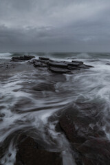 Wall Mural - Morning seascape view with stormy sky.