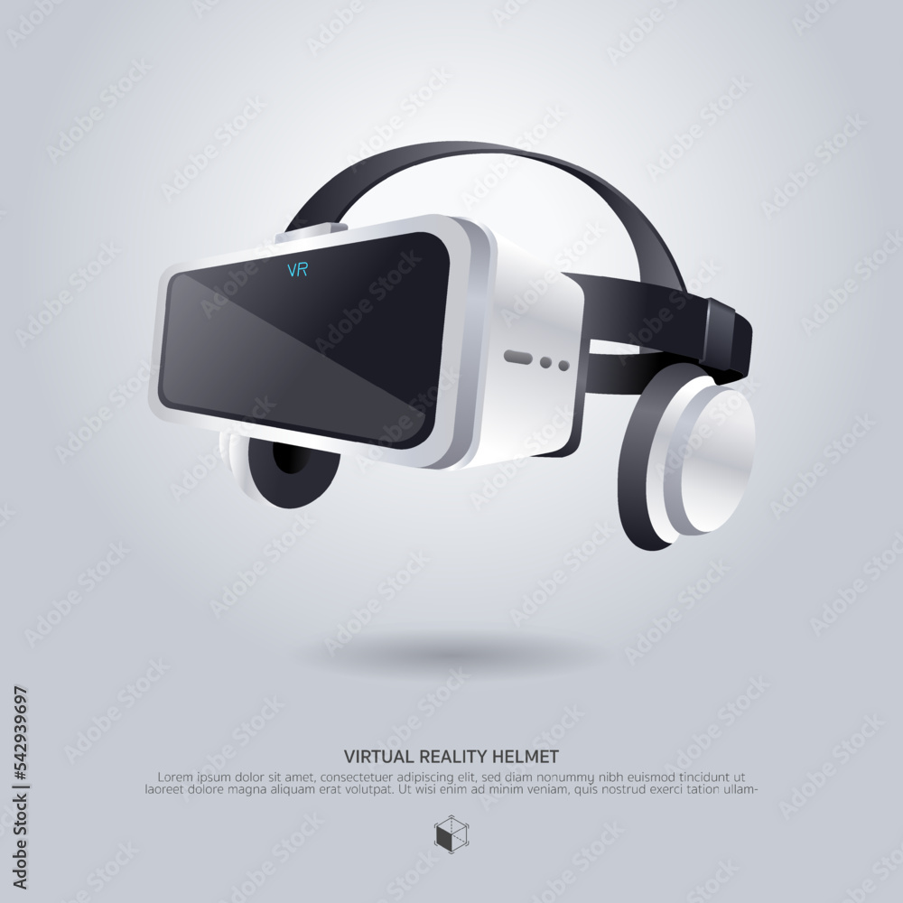 Realistic 3d VR Headset illustration. Vector Virtual Reality technology ...
