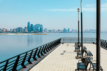 Wall Mural - Panoramic view of Baku - the capital of Republic of Azerbaijan near Caspian Sea and of the Caucasus region. 