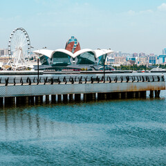 Wall Mural - Panoramic view of Baku - the capital of Republic of Azerbaijan near Caspian Sea and of the Caucasus region. 