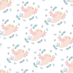 Wall Mural - Seamless pattern with cute animal cartoons perfect for wrapping paper and decoration