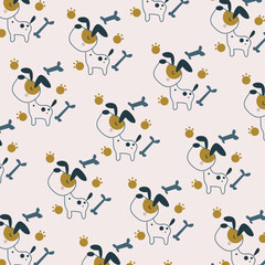 Wall Mural - Seamless pattern with cute animal cartoons perfect for wrapping paper and decoration