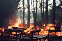 Fallen Log Burns In California Wildfire