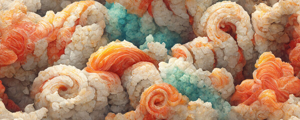 Sushi tuna rice roll abstract wall background