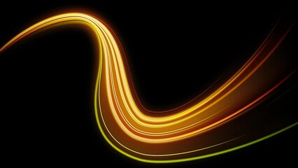 Animation abstract lines trail with glowing light in black background