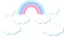 A Pastel Rainbow Surrounded By Clouds, For Designing Decorative Elements And Icons.
