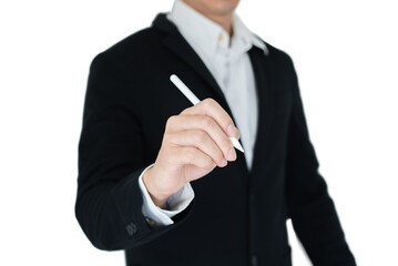 Businees man with hand action isolate