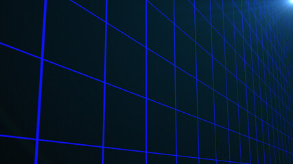 Wall Mural - Blue retrowave animation glowing luminance laser abstract technology horizontal line purple light glow, galaxy geometric internet 80s style background