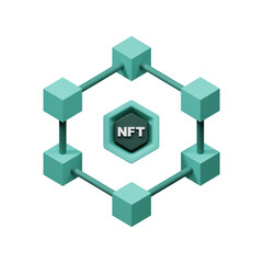 Wall Mural - NFT Blockchain 3D Icon design