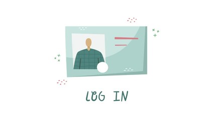 Animation of the authorization in the personal account. Internet and web