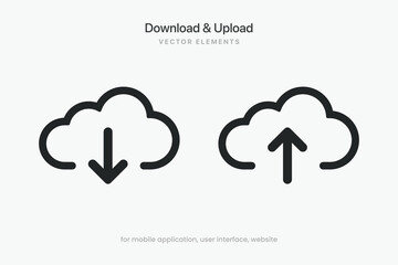 Leinwandbilder - Black download upload button icon. Upload icon. Down arrow bottom side symbol. Click here button. Save cloud icon push button for UI UX, website, mobile application.