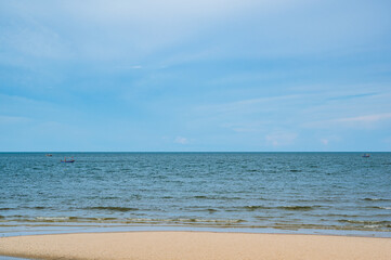 Wall Mural - Landscape view of huahin beach with endless horizon at Prachuap Khiri Khan thailand.