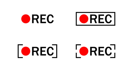 REC icon set. Record illustration symbol. Sign recording vector