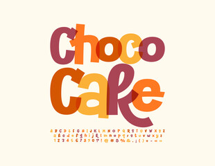 Wall Mural - Vector creative logo Choco Cake. Watercolor modern Font. Bright handwritten Alphabet Letters and Numbers
