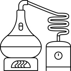 Sticker - Distillery process. Alcohol production machine line icon