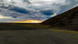 icelandic sunset with mountais and clouds