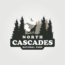 North Cascades Vintage Travel Logo Vector Illustration Design
