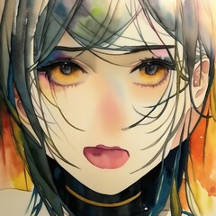 Generative AI generative aiと 顔と 美しさと 髪の毛と イラストと ファ