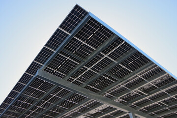 Wall Mural - Partial view of a solar energy parking lot roof 