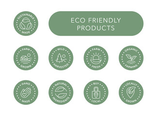 Canvas Print - Sustainable made products vector logo badge icons set