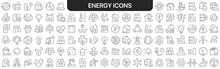 Energy Icons Collection In Black. Icons Big Set For Design. Vector Linear Icons