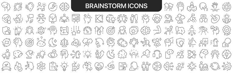 Aufkleber - Brainstorm icons collection in black. Icons big set for design. Vector linear icons