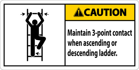 Wall Mural - Caution Maintain 3 Point Contact When Ascending Or Descending Ladder