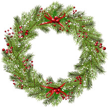 Png Christmas Wreath With Red Ribbon Clear Background