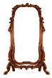 Large antique baroque mirror on curved wooden legs in a decorative wooden vintage carved frame