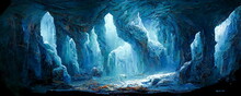 Ice Cave Winter Frozen Nature Background Landscape