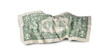 Back of crumpled one dollar banknote isolated