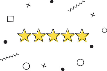 Wall Mural - Five stars icon. Yellow star sign icon with geometric shapes. Five stars rating concept. Client satisfaction, luxury service evaluation. Illustration