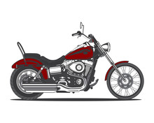 Vector Illustration Of A Motorcycle Or Bike In Vintage Style On A White Isolated Background